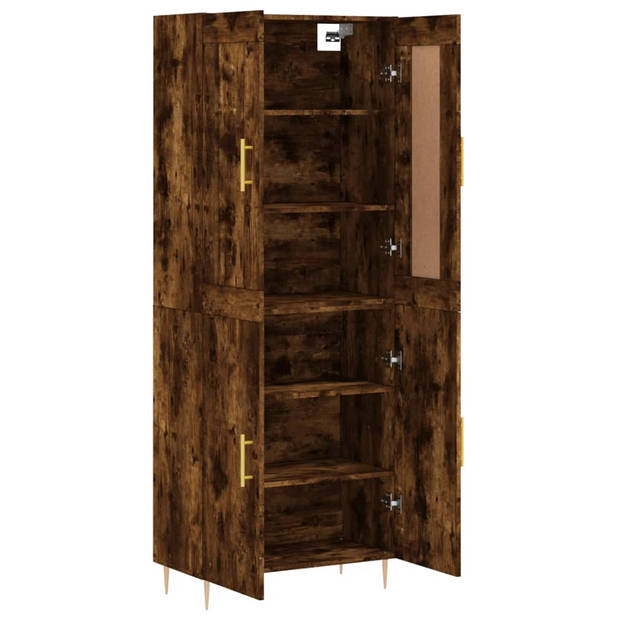 vidaXL Hoge kast 69,5x34x180 cm bewerkt hout gerookt eikenkleurig