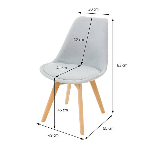 Eetkamerstoelen Set van 4 Grijs Linnen Bekleed met Houten Poten ML-Design