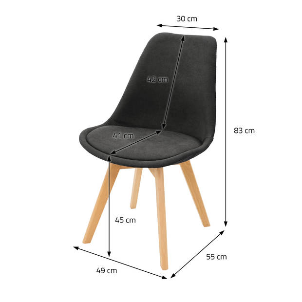 Eetkamerstoelen Set van 4 Zwart Linnen Bekleding met Houten Poten ML-Design