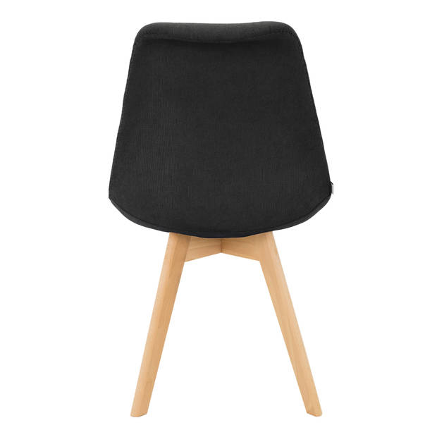 Eetkamerstoelen Set van 4 Zwart Linnen Bekleding met Houten Poten ML-Design