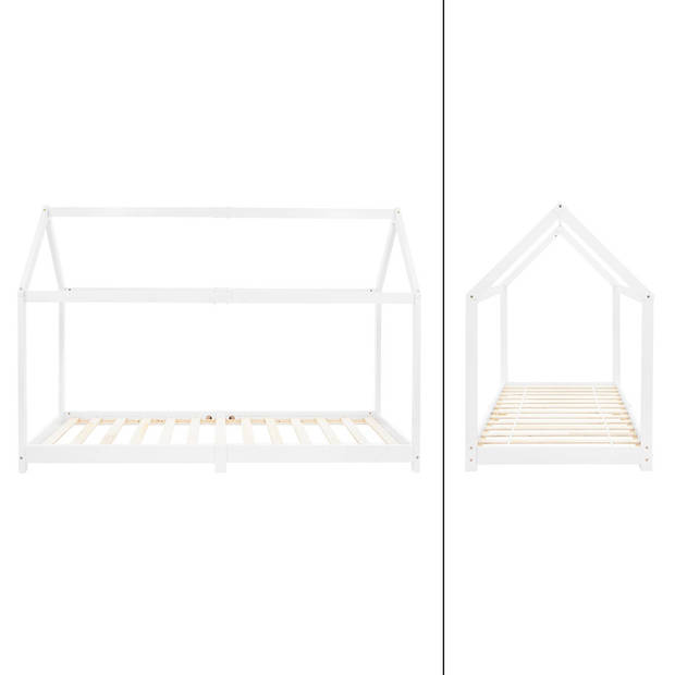 Kinderbed met dak en lattenbodem 90x200 cm White Pine ML Design