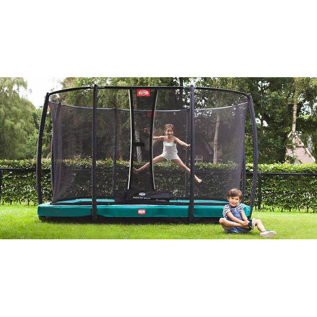 BERG Trampoline Ultim Champion met Veiligheidsnet - Safetynet Deluxe - InGround - 330 x 220 cm - Groen