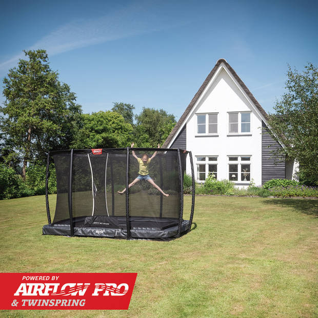 BERG Trampoline Ultim Champion met Veiligheidsnet - Safetynet Deluxe - InGround - 330 x 220 cm - Zwart