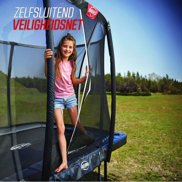 BERG Trampoline Ultim Champion met Safetynet Deluxe XL - FlatGround - 410 x 250 - Grijs - met AirFlow PRO Springmat