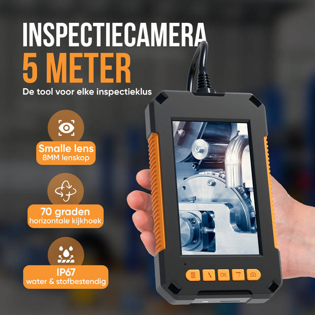 Strex Inspectiecamera met Scherm 5M - 1080P HD - 4.3 inch LCD scherm - IP67 Waterdicht - LED Verlichting - Endoscoop -