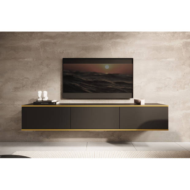 Meubella TV-Meubel Orleans - Zwart - 175 cm