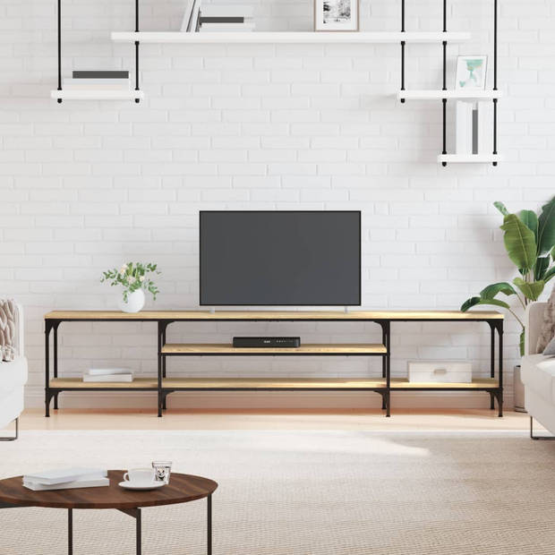 The Living Store Industriële TV-kast - Sonoma eiken - 201 x 35 x 45 cm - Vochtbestendig