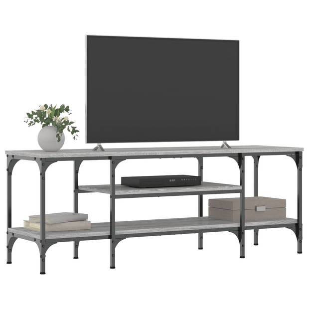 The Living Store Tv-meubel Industrieel - 121 x 35 x 45 cm - Grijs Sonoma Eiken