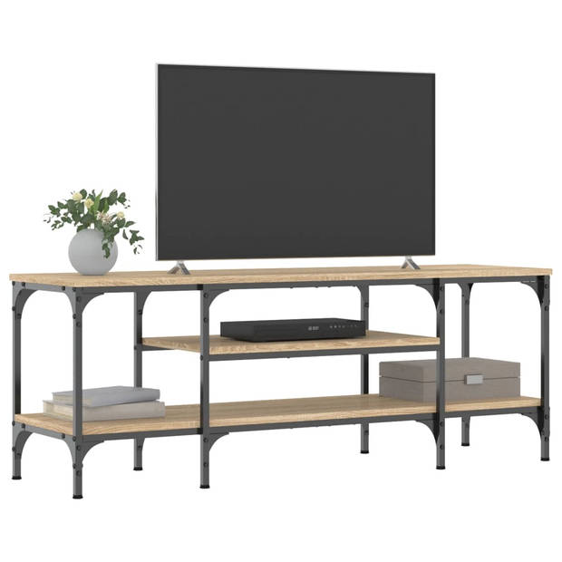 vidaXL Tv-meubel 121x35x45 cm bewerkt hout en ijzer sonoma eikenkleur