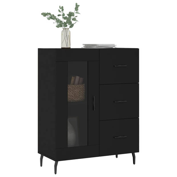 The Living Store Dressoir Zwart - 69.5 x 34 x 90 cm - Klassieke Uitstraling