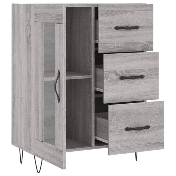 vidaXL Dressoir 69,5x34x90 cm bewerkt hout grijs sonoma eikenkleurig