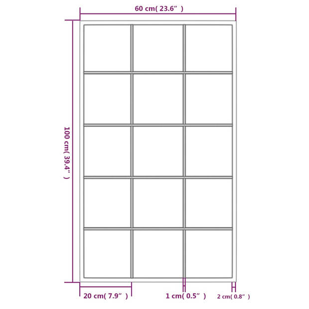 The Living Store Wandspiegel - Zwart - 100 x 60 cm - Set van 6