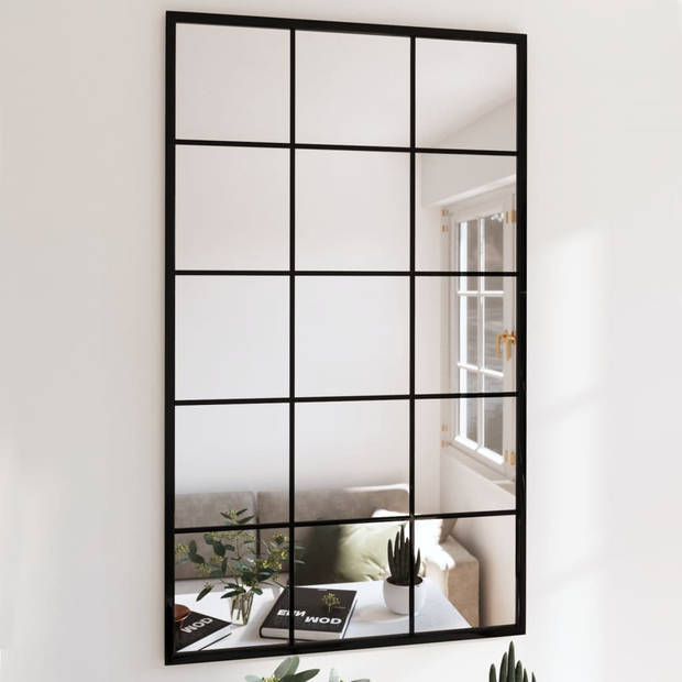 The Living Store Wandspiegel - 100 x 60 cm - Zwart metaal en glas