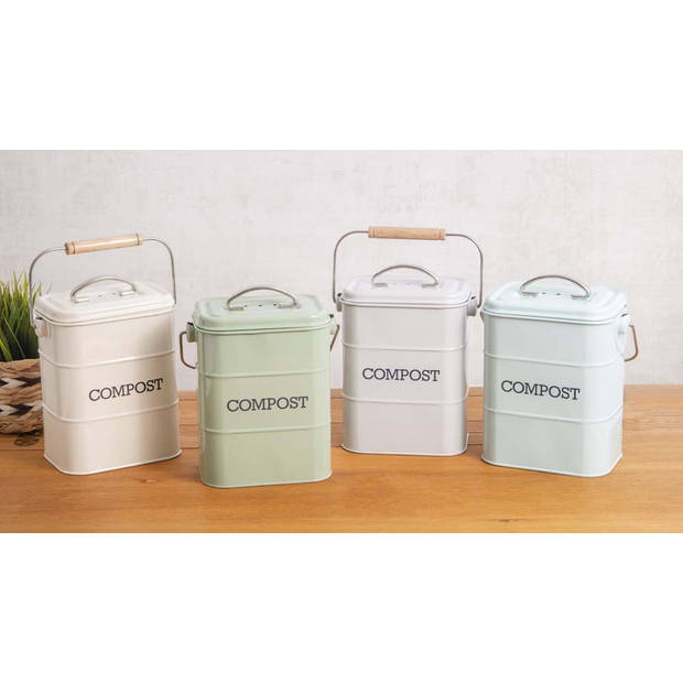 KitchenCraft - Compostbak Creme - Staal - Duurzaam - Praktisch - Compostemmer - KitchenCraft Living Nostalgia