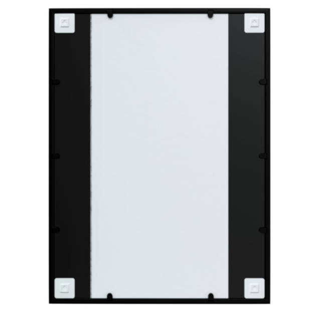 The Living Store Wandspiegel - 80 x 60 cm - Set van 3 - Zwart frame - Metaal en glas - Bevestigingshaken - Tijdloos