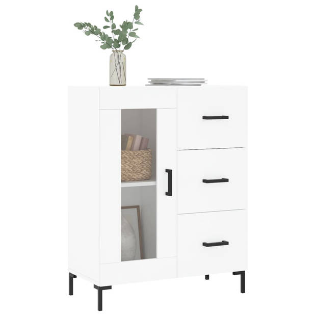 The Living Store-Dressoir-69-5x34x90-cm-bewerkt-hout-wit - Keukenkast