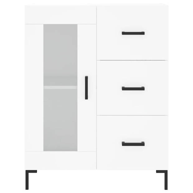 The Living Store-Dressoir-69-5x34x90-cm-bewerkt-hout-wit - Keukenkast