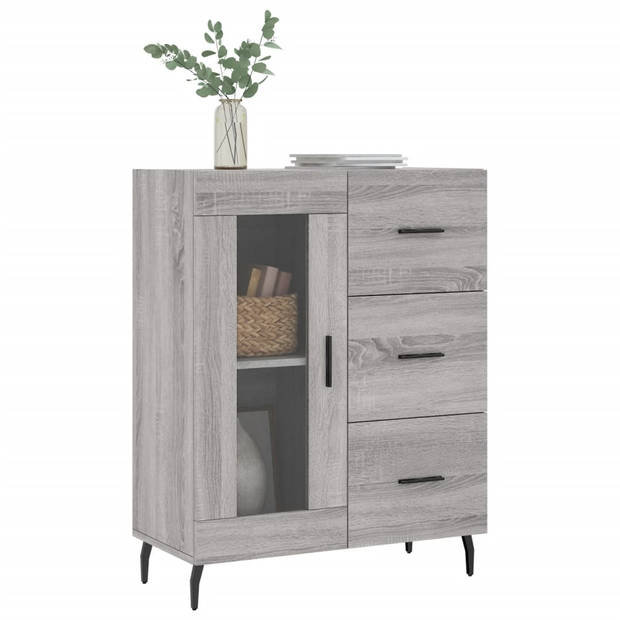 vidaXL Dressoir 69,5x34x90 cm bewerkt hout grijs sonoma eikenkleurig