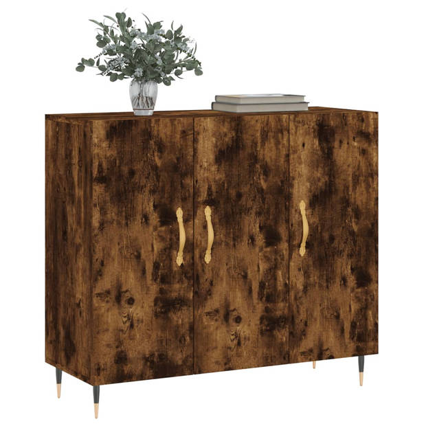 The Living Store Dressoir - Gerookt eiken - 90x34x80 cm - Duurzaam hout en metaal