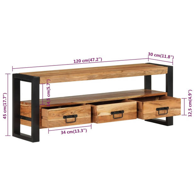 vidaXL Tv-meubel 120x30x45 cm massief acaciahout