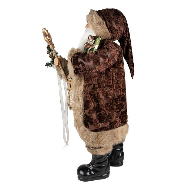 Clayre & Eef Beeld Kerstman 82 cm Bruin Kunststof Kerstfiguren Bruin Kerstfiguren