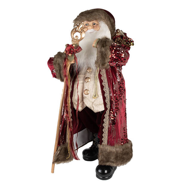 Clayre & Eef Beeld Kerstman 82 cm Rood Kunststof Kerstfiguren Rood Kerstfiguren