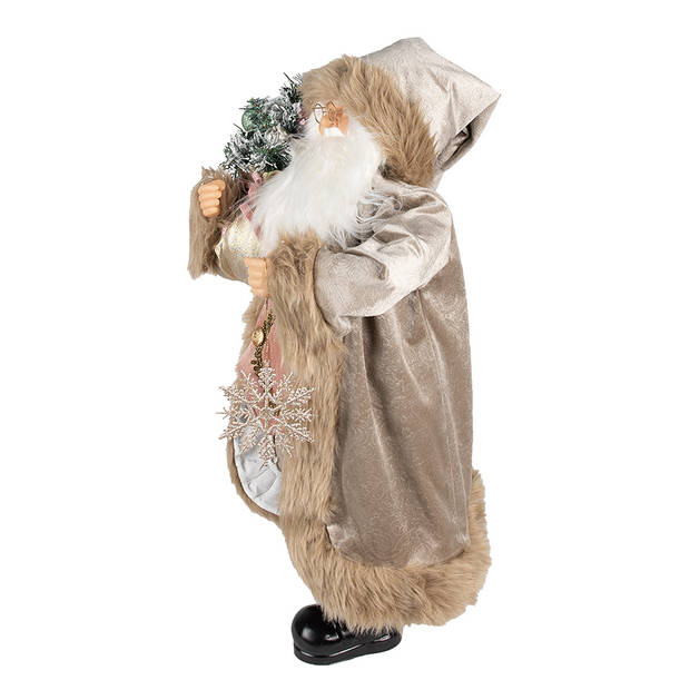 Clayre & Eef Beeld Kerstman 30 cm Beige Kunststof Kerstfiguren Beige Kerstfiguren