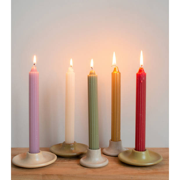 Gift Atelier Geribde kaarsen 'Andante' Grijs, 7 branduren, Ø 2,2 x 20 cm