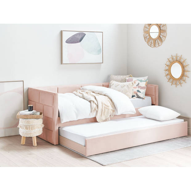 Beliani CHAVONNE - Kinderbed-Roze-Fluweel