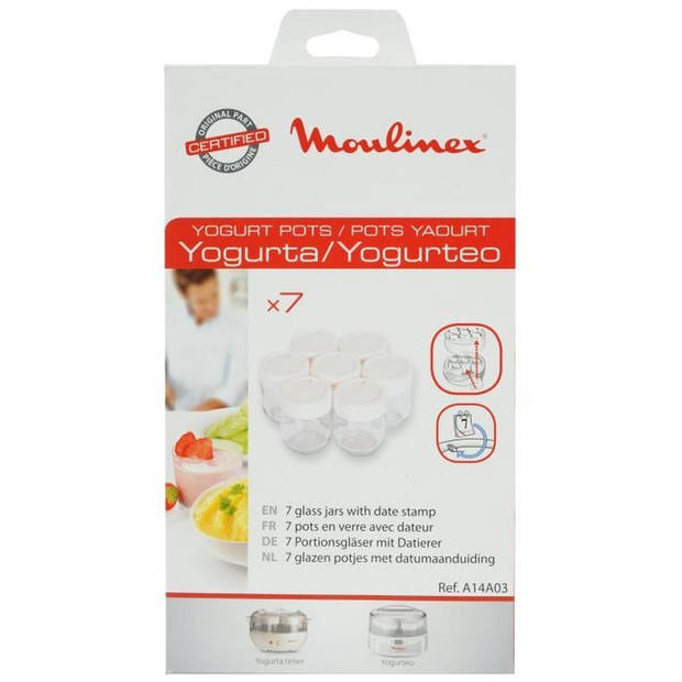 MOULINEX 7 Glazen Potten + Wit Deksel - Yoghurta Yoghurt Makers / Yogurteo - A14A03