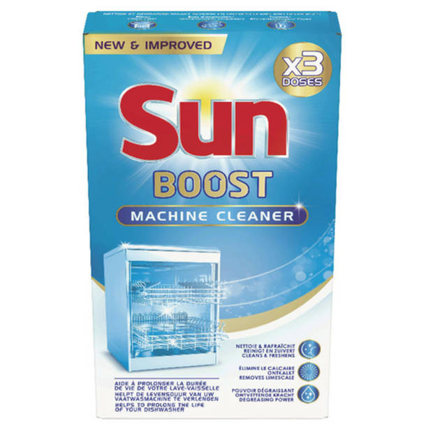 Sun - Boost - Machinereiniger voor vaatwasser - Versterkte Ontvettingskracht - 18 Vaatwasbeurten - Voordeelverpakking