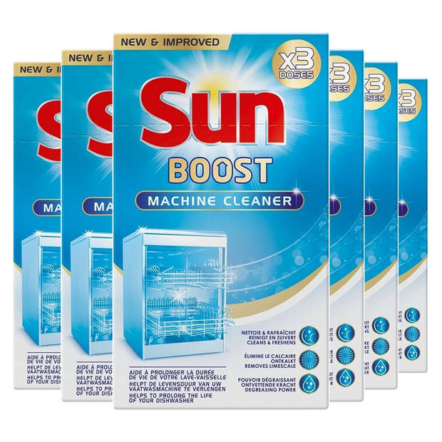 Sun - Boost - Machinereiniger voor vaatwasser - Versterkte Ontvettingskracht - 18 Vaatwasbeurten - Voordeelverpakking