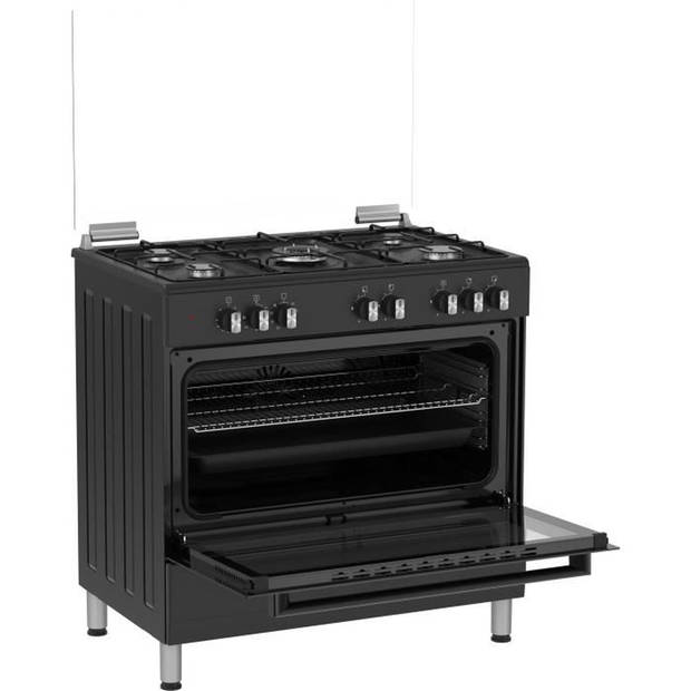 LA GERMANIA kooktoestel - sel9mn - 5 gaspitten - electrische oven - multifunctioneel - Zwart