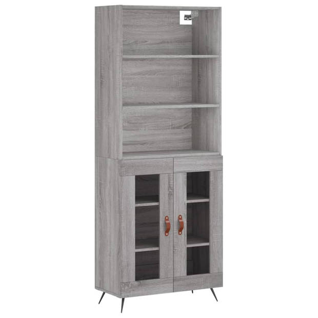 vidaXL Hoge kast 69,5x34x180 cm bewerkt hout grijs sonoma eikenkleurig