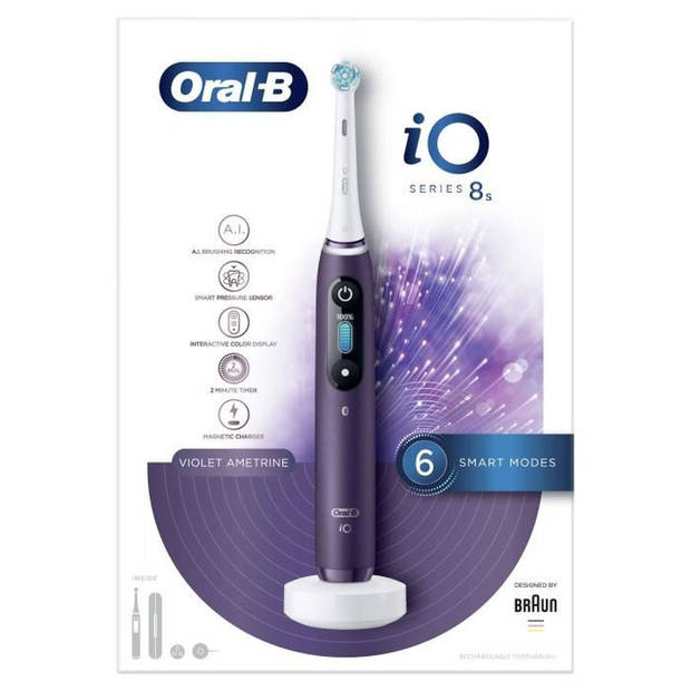 Oral-B iO 8s Series Elektrische Tandenborstel - Paars - Oplaadbaar met Kunstmatige Intelligentie Handvat