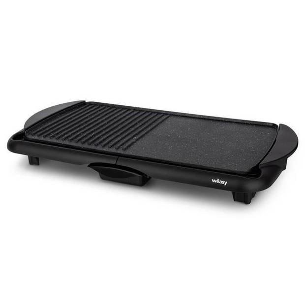 WEASY STO52 Elektrische plancha 2000W - Steeneffect plaat - 52x27cm Regelbare temperatuur Antiaanbaklaag Uitneembare bak