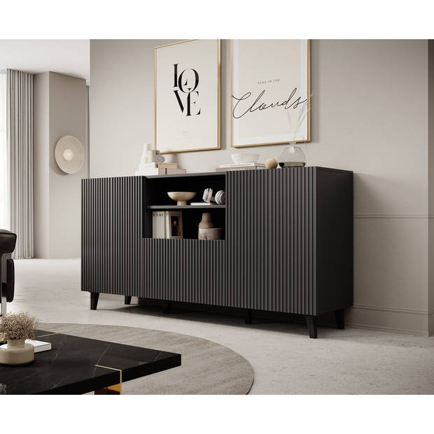 Meubella Dressoir Vintar - Antraciet - 150 cm