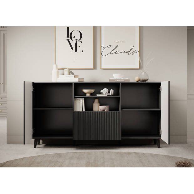 Meubella Dressoir Vintar - Antraciet - 150 cm