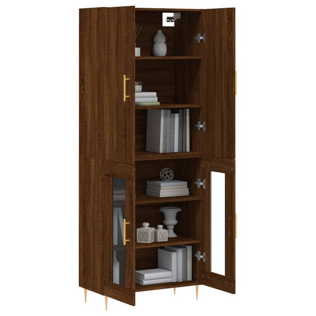 The Living Store Hoge Kast - Dressoir en Opzetkast - Bruineiken - 69.5 x 34 x 180 cm