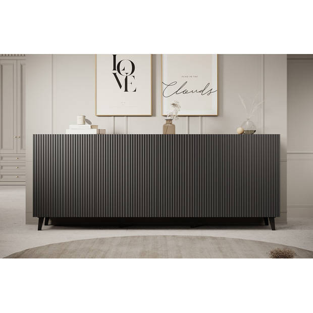 Meubella Dressoir Vintar - Antraciet - 200 cm