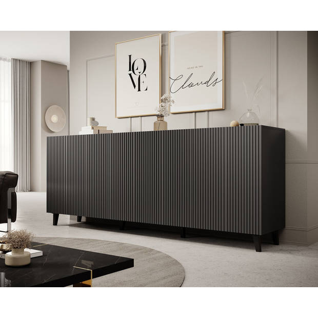 Meubella Dressoir Vintar - Antraciet - 200 cm