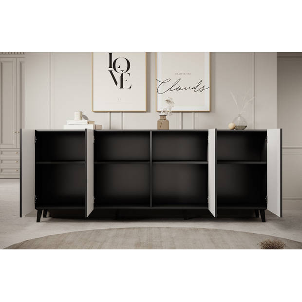 Meubella Dressoir Vintar - Antraciet - 200 cm