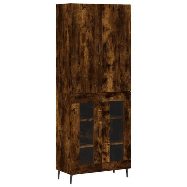 vidaXL Hoge kast 69,5x34x180 cm bewerkt hout gerookt eikenkleurig