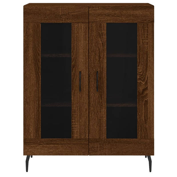 The Living Store Hoge Kast - Bruineiken - Dressoir en Opzetkast - 69.5 x 34 x 180 cm