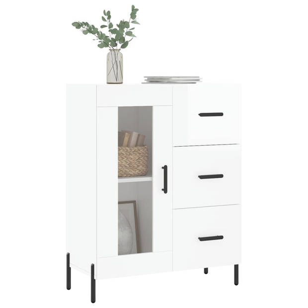 The Living Store Dressoir - Klassieke uitstraling - 69.5 x 34 x 90 cm - Hoogglans wit