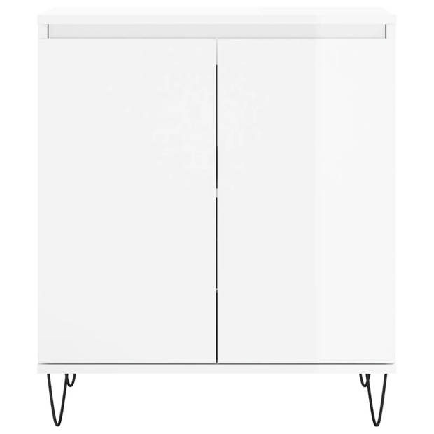 The Living Store Dressoir - Hoogglans wit - 60 x 35 x 70 cm - Bewerkt hout en ijzer