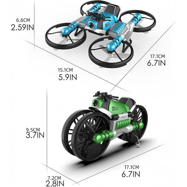 Opvouwbare RC-drone 2-in-1 - Van Drone naar Motorfiets - Quadcopter Drone