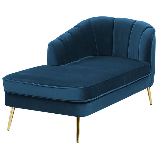 Beliani ALLIER - Chaise longue-Blauw-Fluweel