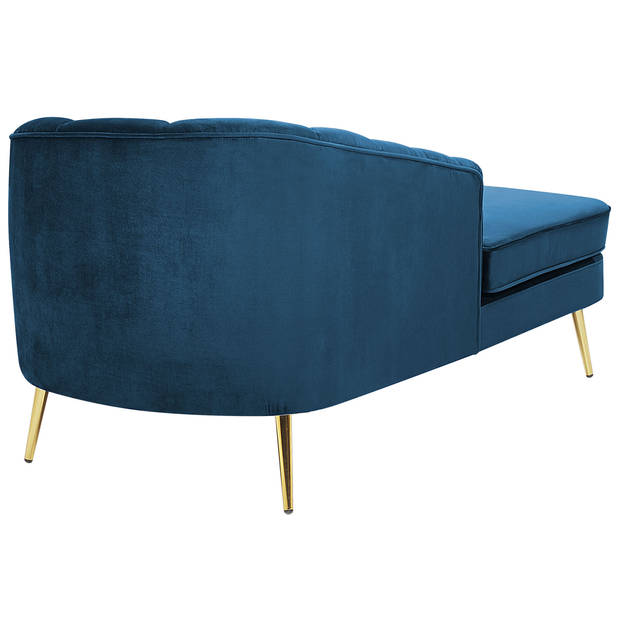 Beliani ALLIER - Chaise longue-Blauw-Fluweel