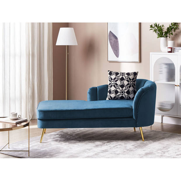 Beliani ALLIER - Chaise longue-Blauw-Fluweel